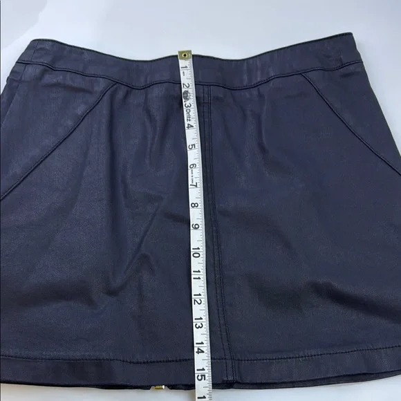 Reiss Black Ruth Coated Denim Zip Up Mini Skirt N279-21 - Picture 7 of 7